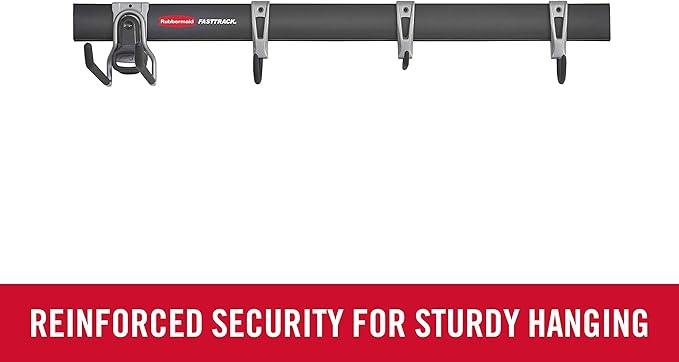 Rubbermaid FastTrack Garage Storage Utility Hooks 5 Piece Black All in One Rail - Image 2