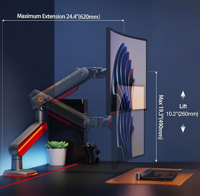 NB Designer Gaming Monitor Arm for 32 to 60 Inches Screen, Load up to 20 kg - Image 3