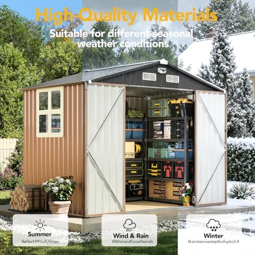 8x6ft outdoor storage shed, tool shed with sloping, package contents