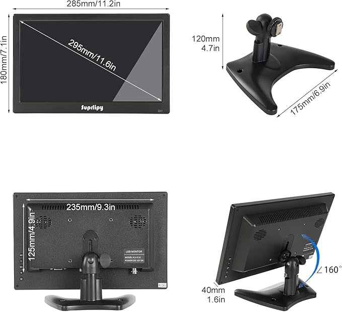 Suprlipy 12 inch FHD Small IPS Monitor LCD Display Screen 1920x1080 60Hz 16:9 - Image 8