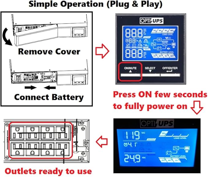 OPTI-UPS DS1000E-RM Online Double Conversion Uninterruptible Power Supply - Image 3