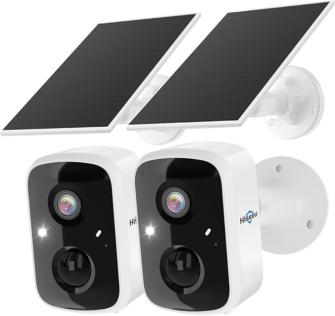 Hiseeu Solar Security Cameras Wireless Outdoor 2 Pack, Battery Powered 3K 4MP by Hiseeu