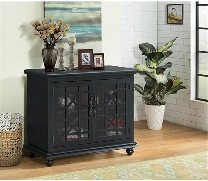 Martin Svensson Home Small Spaces TV Stand 2-Door Accent Cabinet, Antique Black - Image 2