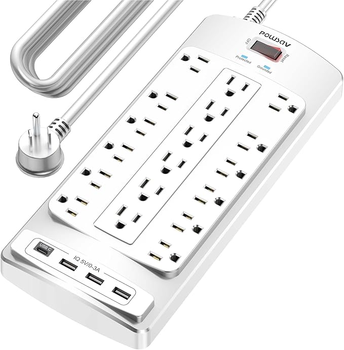 18 Outlets Surge Protector Power Strip by POWSAV