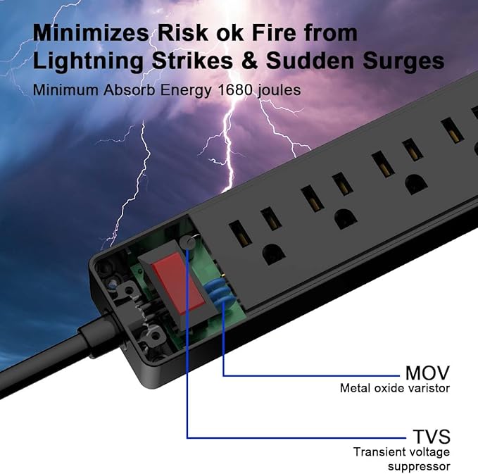 10 Ft Power Strip Surge Protector - Image 5