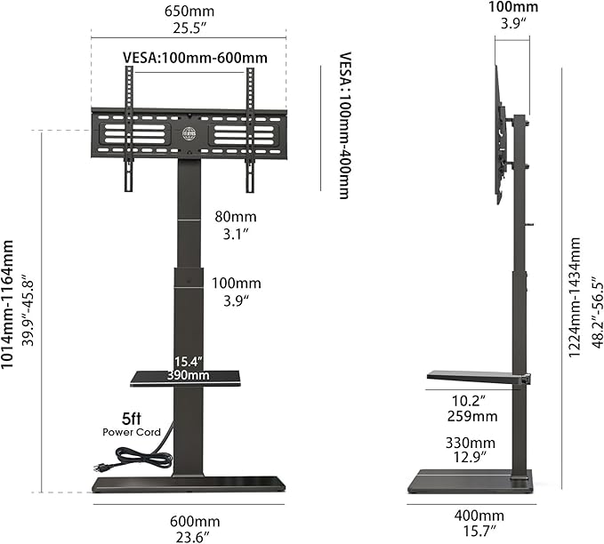 FITUEYES Floor TV Stand for 32-75 inch TV - Image 8
