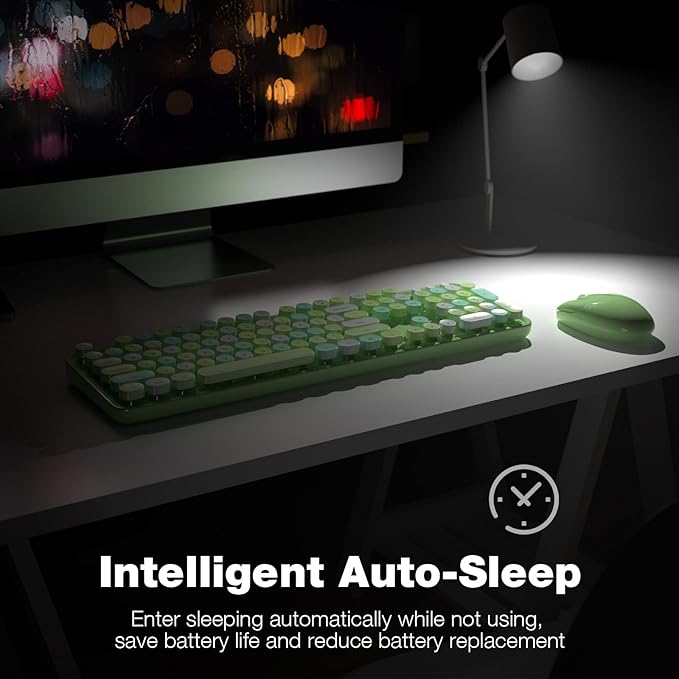 MOFII Wireless Keyboard and Mouse Combo, 2.4GHz Retro Full Size Typewriter - Image 4
