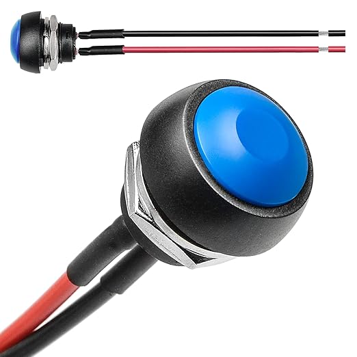 QTEATAK 1/2" Pre-Wired Mounting Hole On/Off Blue Mini Round Waterproof by QTEATAK