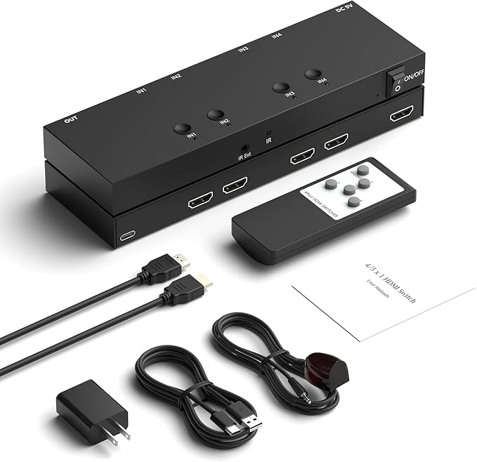 4 in 1 Out HDMI Converter with 4k@60Hz HDMI Switch & Infrared Remote Control - Image 7