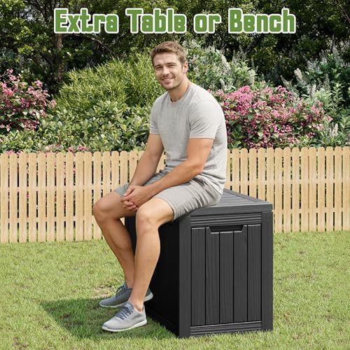 outdoor storage waterproof deck box for patio (50 showing dimensions