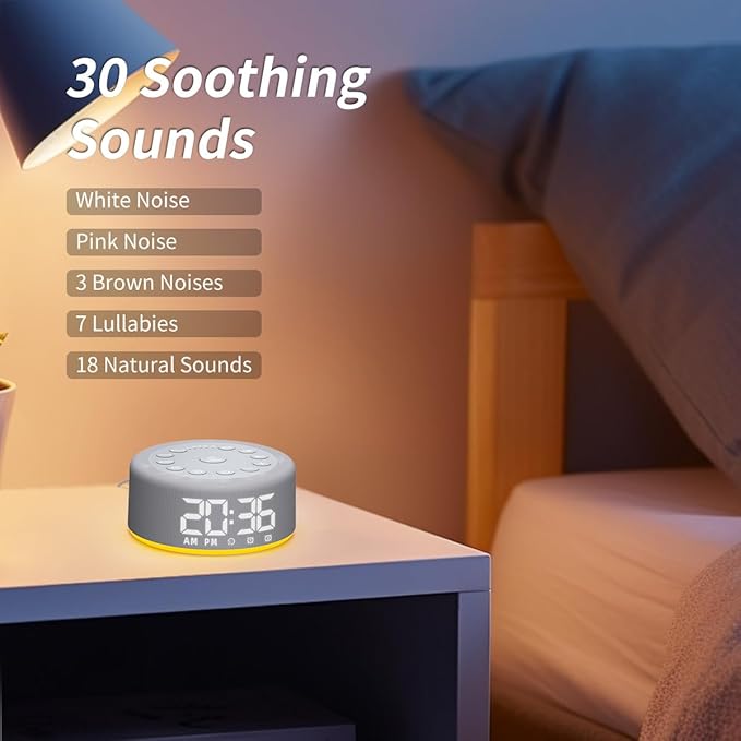 Sound Machine Alarm Clock Brown Noise White Noise Machine Night Light - Image 3