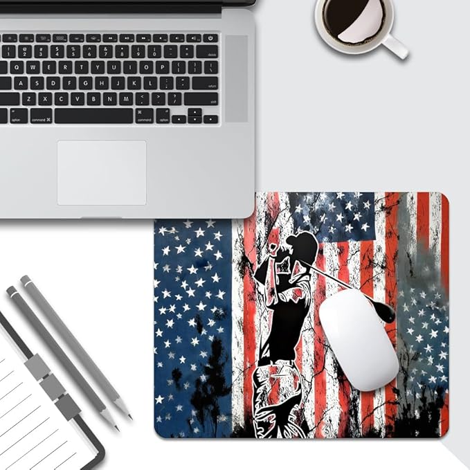 Golf Flag Square Mouse pad, Waterproof, Anti Slip Rubber Base, Computer Mouse - Image 5