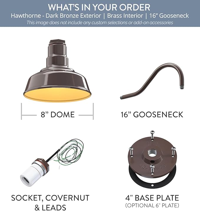 Steel Lighting Co. Hawthorne Barn Light | Outdoor Wall Mounted | 8 inch Dome | - Image 6