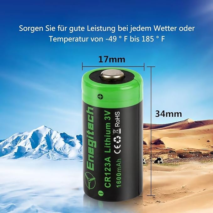 Enegitech CR123A 3V Lithium Battery, 123 3 Volt Lithium Battery, - Image 4