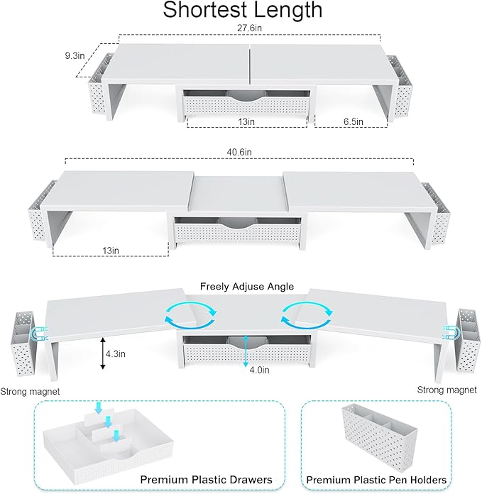 gianotter Dual Monitor Stand Riser, Desk Organizer - Image 3