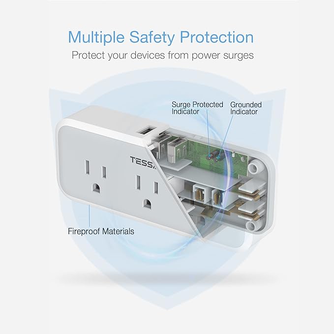 Multi Plug Outlet Extender, USB C Wall Charger, TESSAN Wall Plug Splitter - Image 4