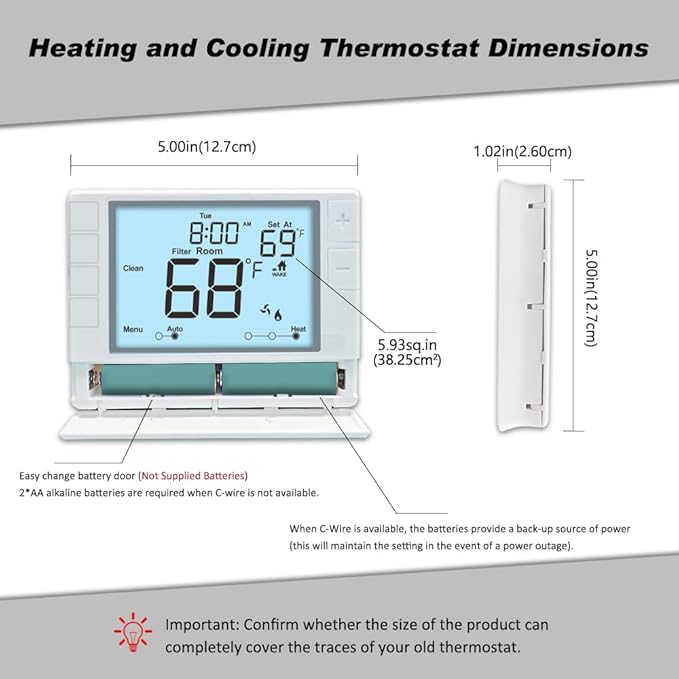 Thermostat for Home, Premium Heat Pump Room Temperature Controller, - Image 6
