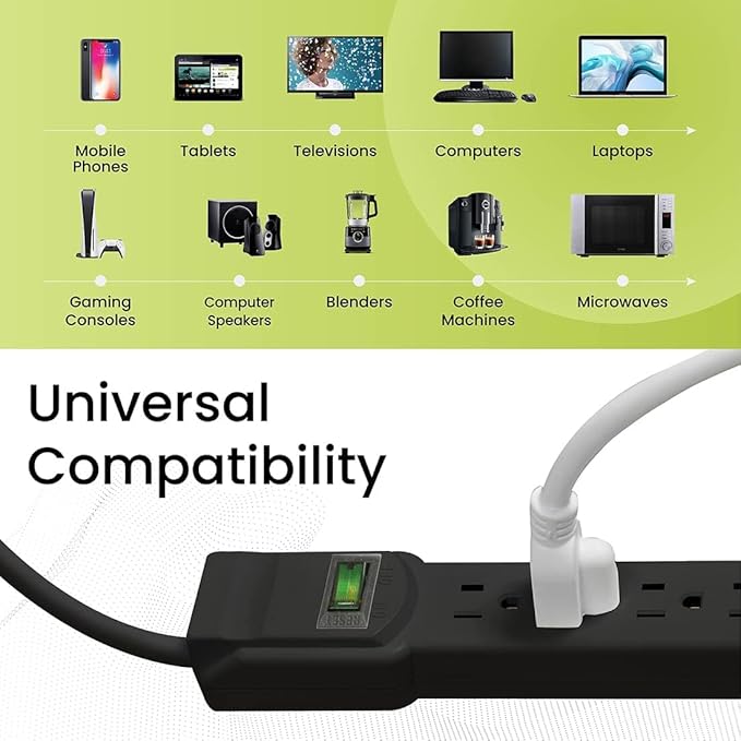 GoGreen Power Inc. 6 Outlet Surge Protector, 6FT Cord, 2 Pack - Image 4