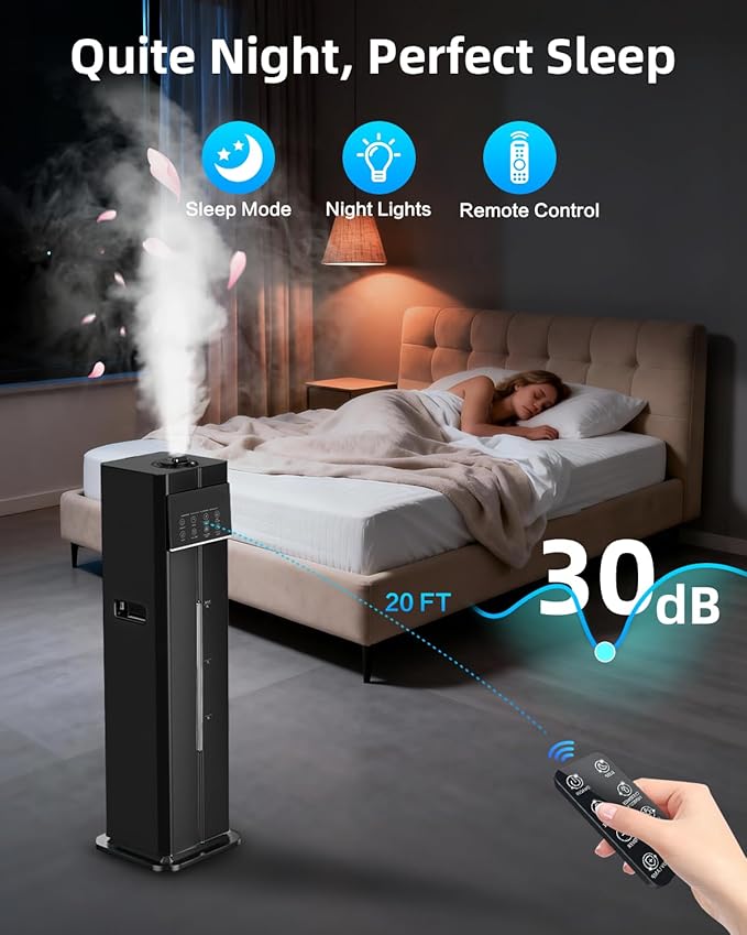 Cool Mist Humidifiers for Large Room, Ultrasonic 2.4Gal 9L Quiet Top-Fill - Image 3