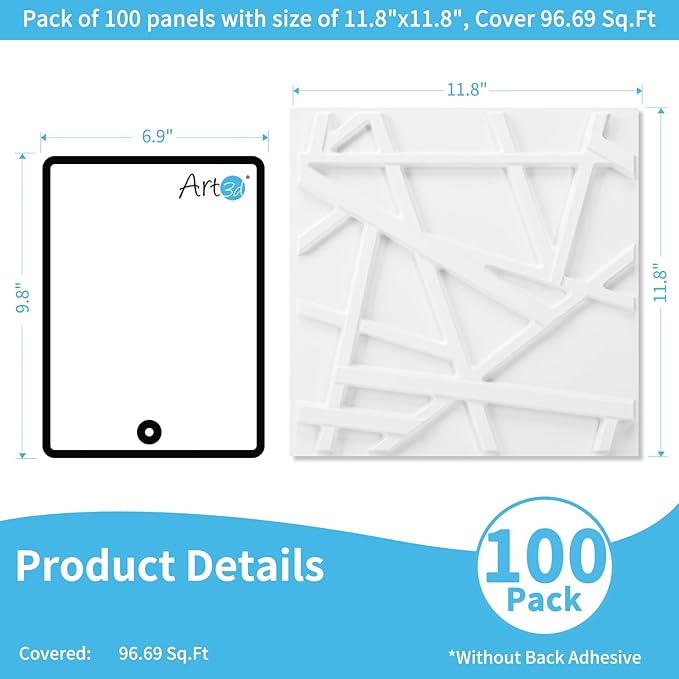 Art3d 100 Pack Decorative 3D Wall Panels, 97 Sq.Feet PVC Interior Wall Décor - Image 2
