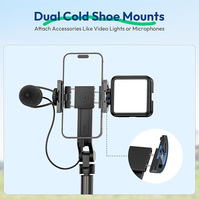ULANZI TT88 Magnetic Tripod for iPhone 17, 2-in-1 Phone Clip & Dual Cold Shoe - Image 7
