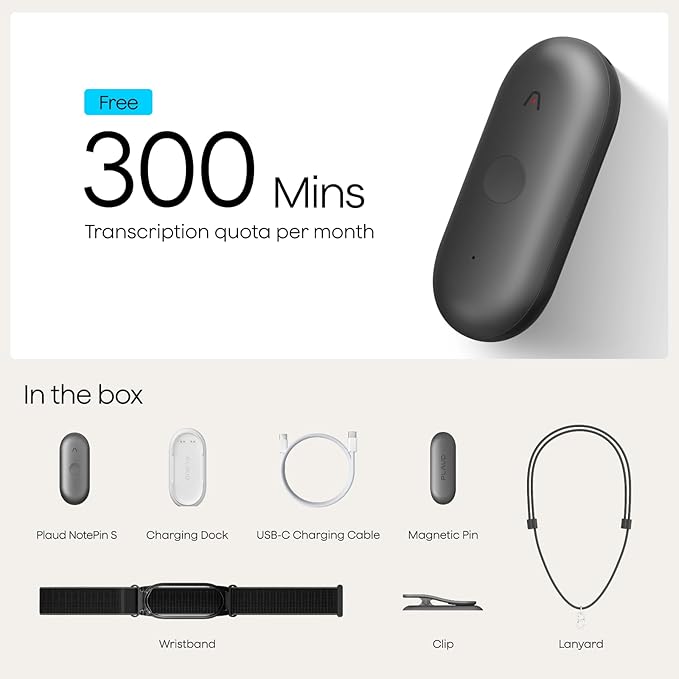 Plaud NotePin S AI Voice Recorder, Wearable AI Notetaker, AI Transcribe & - Image 9
