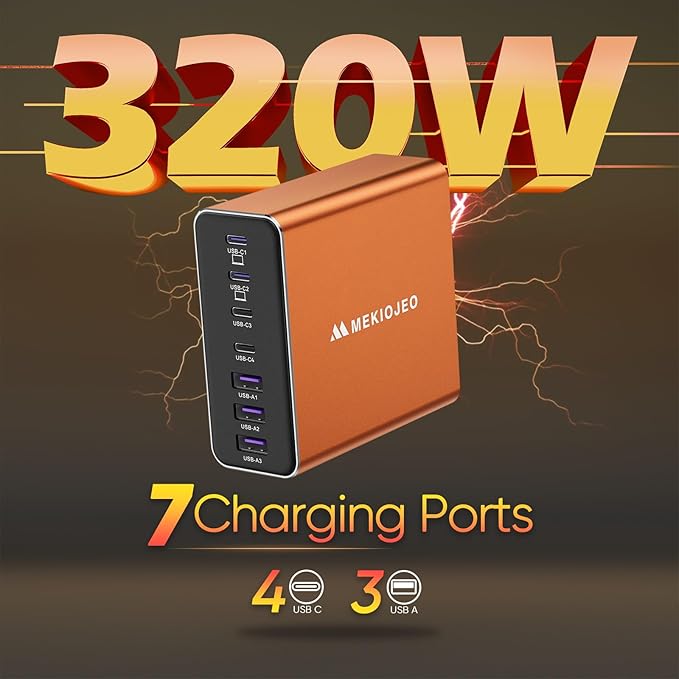 Aluminum Alloy USB C Charger GaN Charger Fast USB C Charging Station 7 Ports - Image 2