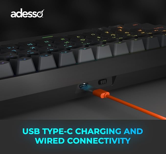 ADESSO Easytouch 1300 Mechanical Keyboard RGB Illuminated Hot Swappable Red - Image 8