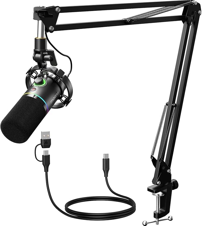 MAONO XLR/USB Dynamic Microphone Kit, RGB Podcast Mic by MAONO