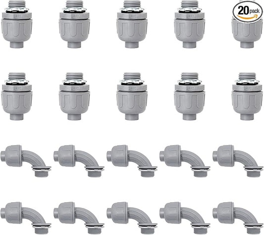 Wocloer 3/4 inch Liquid Tight Connector PVC Flexible Conduit Connector Kit by Wocloer
