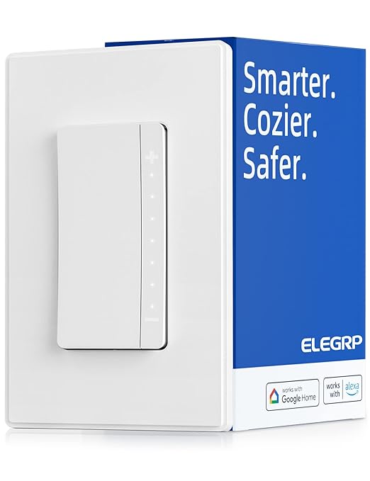 ELEGRP Single Pole Smart Dimmer Light Switch DPR10, 2.4GHz Wi-Fi Dimmer Switch by ELEGRP%7CELEGROUP