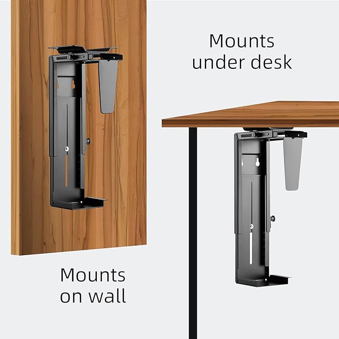 Pholiten Under Desk CPU Mount, Universal PC Wall Mount, 3.94 to 11.61 inch Wide - Image 5