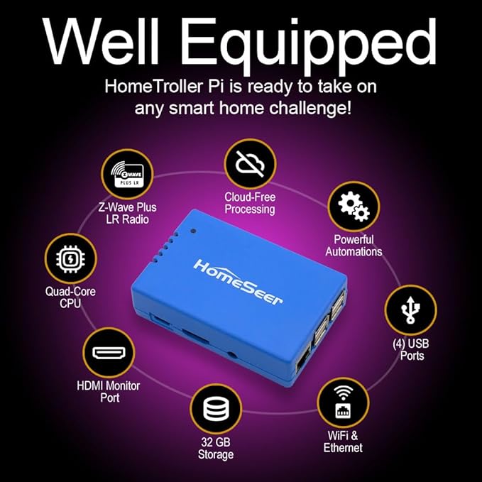 HomeSeer HomeTroller Pi G8 Smart Home Hub, 800 Series Long Range Radio - Image 3