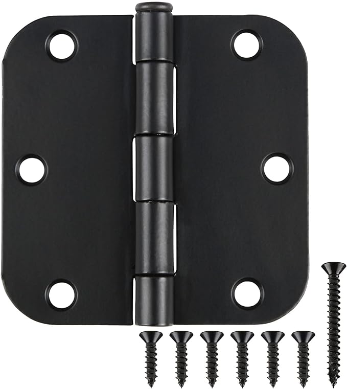 42 Pack Matte Black Door Hinges 3.5 Inch 5/8" Radius, Interior 3 1/2" Bi-fold by TDCHINGES