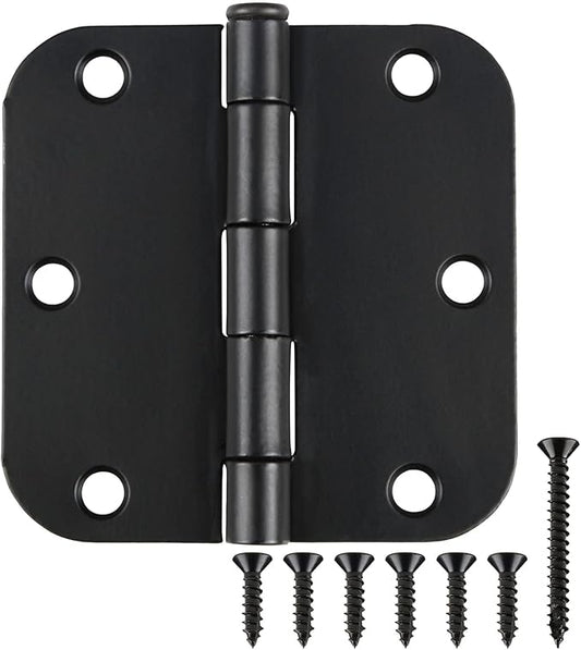 Interior Matte Black Hardware Door Hinges 3.5 Inch 30 Pack 3 1/2" Rounded 5/8" by TDCHINGES