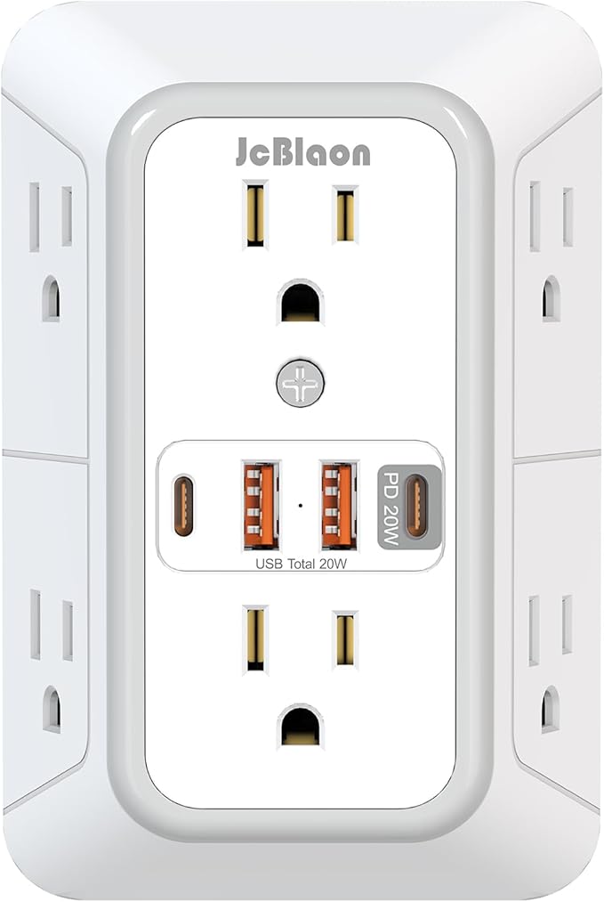 JcBlaon Multi Plug Outlet Surge Protector, Wall Charger by JcBlaon
