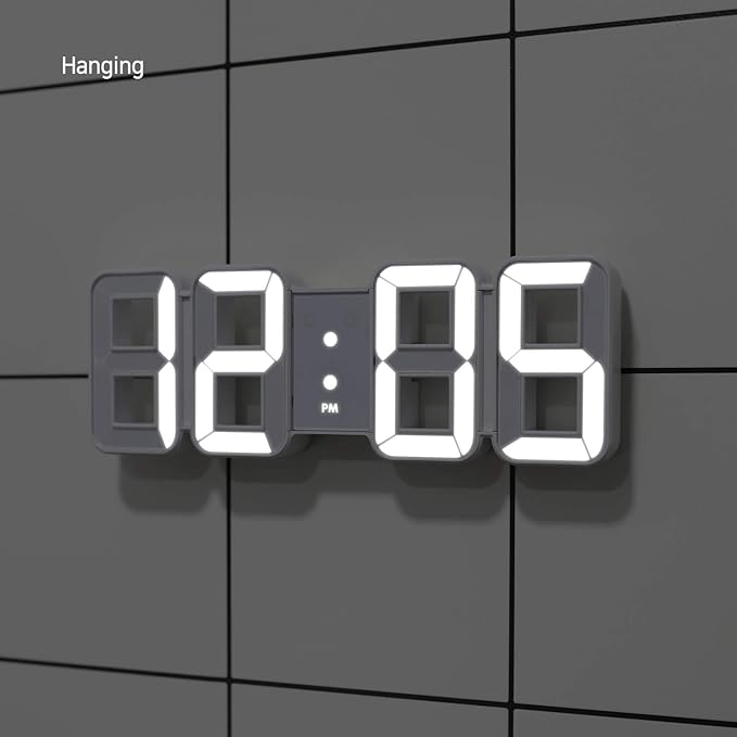 mooas 3D Pure Mini White LED Clock - Image 5