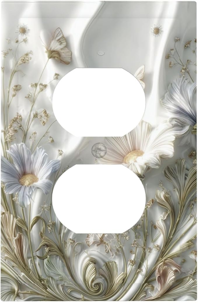 Bvtewkhz Boho Floral Wild Flower Floral Duplex Outlet Decorative Light Switch - Image 2