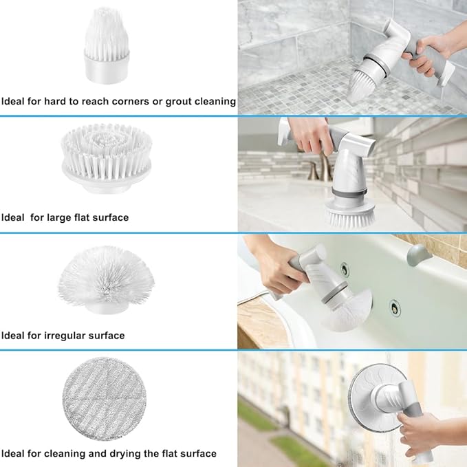 Electric Spin Scrubber, Bathroom Cleaning Brush Shower Scrubber Portable - Image 5