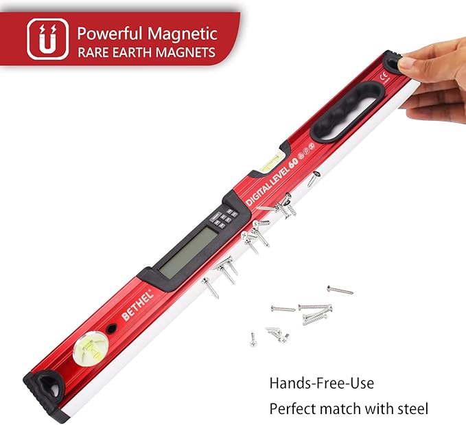 BETHEL 24 inch Digital Magnetic Level, LCD Smart Display Torpedo Level Tool - Image 6
