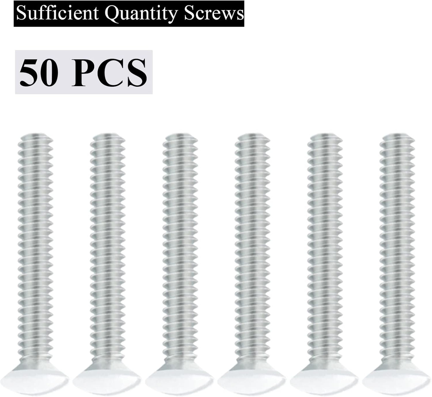 50 Pack Long Outlet Screws, 1 Inch White Screws for Wall Plates & Covers