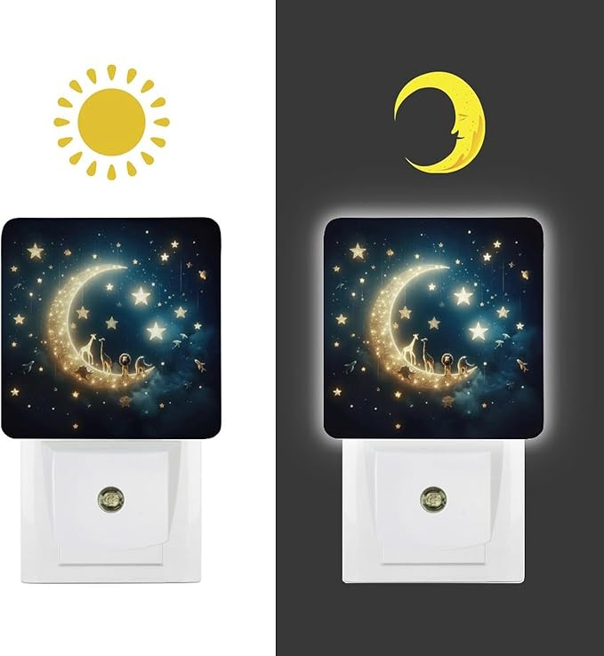 Moon and Starry Sky Night Light, Plug into Wall Decor Nightlights - Image 7