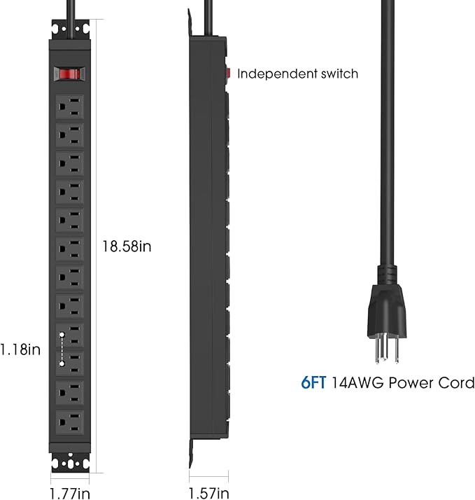 HHSOET Rotating Mountable Power Strip, 12 Outlet Wall Mount Surge Protector - Image 3