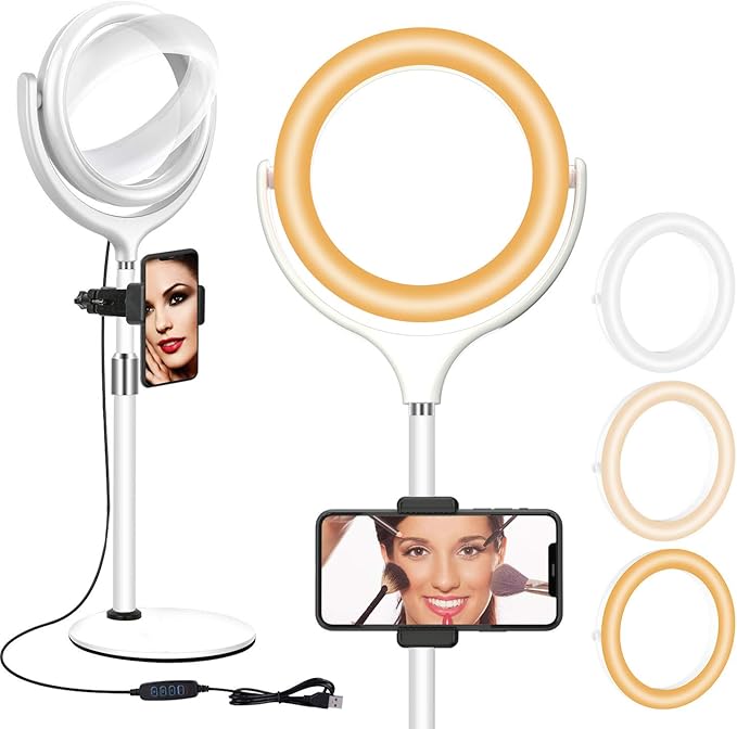 8 inch Desk Ring Light with Stand, Adjustable Computer Circle Light by Yarrashop