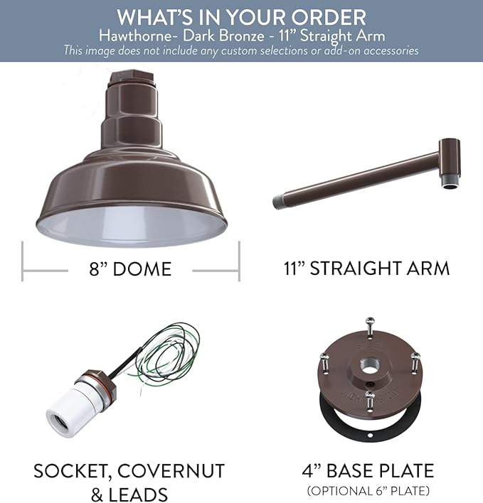 Steel Lighting Co. Hawthorne Barn Light | Outdoor Wall Mounted | 8 inch Dome | - Image 6