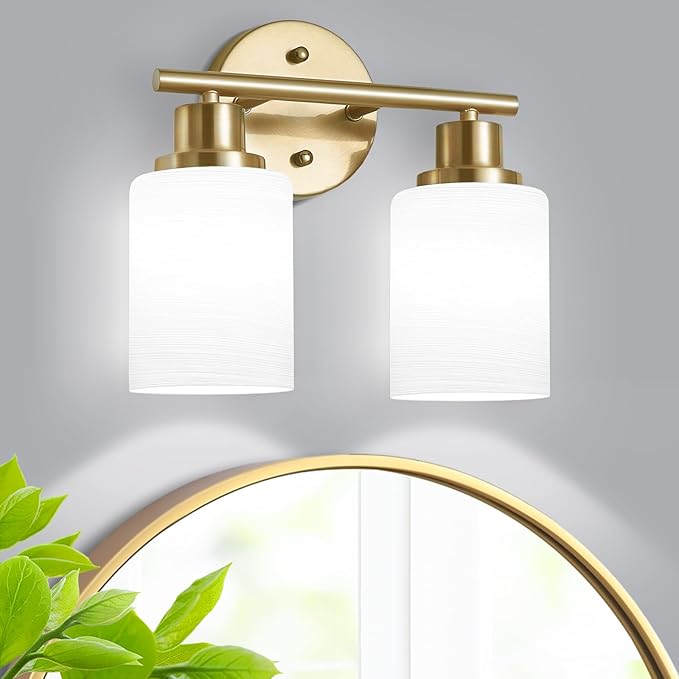 Guliaofo 2-Light Vanity Lights, Brushed Gold Bathroom Light Fixture by GuliaofoLights