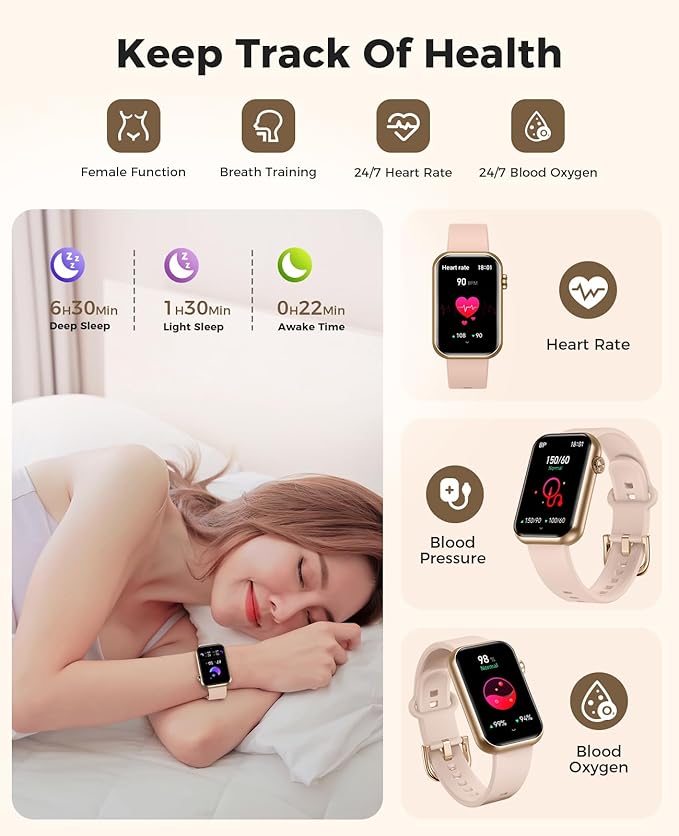 Smart Watch Fitness Tracker, 24/7 Heart Rate Spo2 Blood Pressure Monitor Sleep - Image 3
