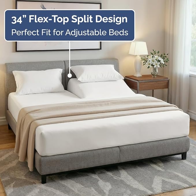Split Head King Sheet Set – 4 Piece Flex Split Top King Sheets - Image 3