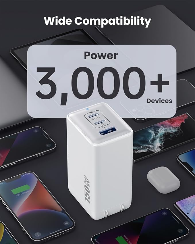 150W USB C Charger Block, GaN III Compact Foldable Wall Charger 3 Port Fast - Image 3