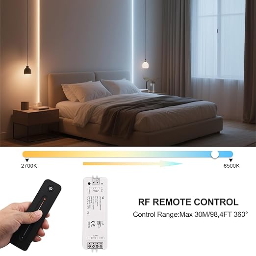 RF Wireless Remote CCT LED Strip Controller Magnetic Wall-Mounted Touch Slide - Image 2
